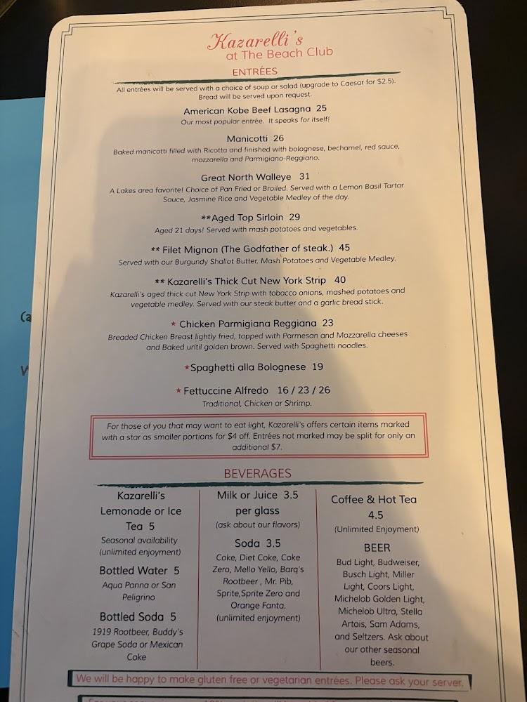 Kazarelli's at The Beach Club Kids Cheese Burgers